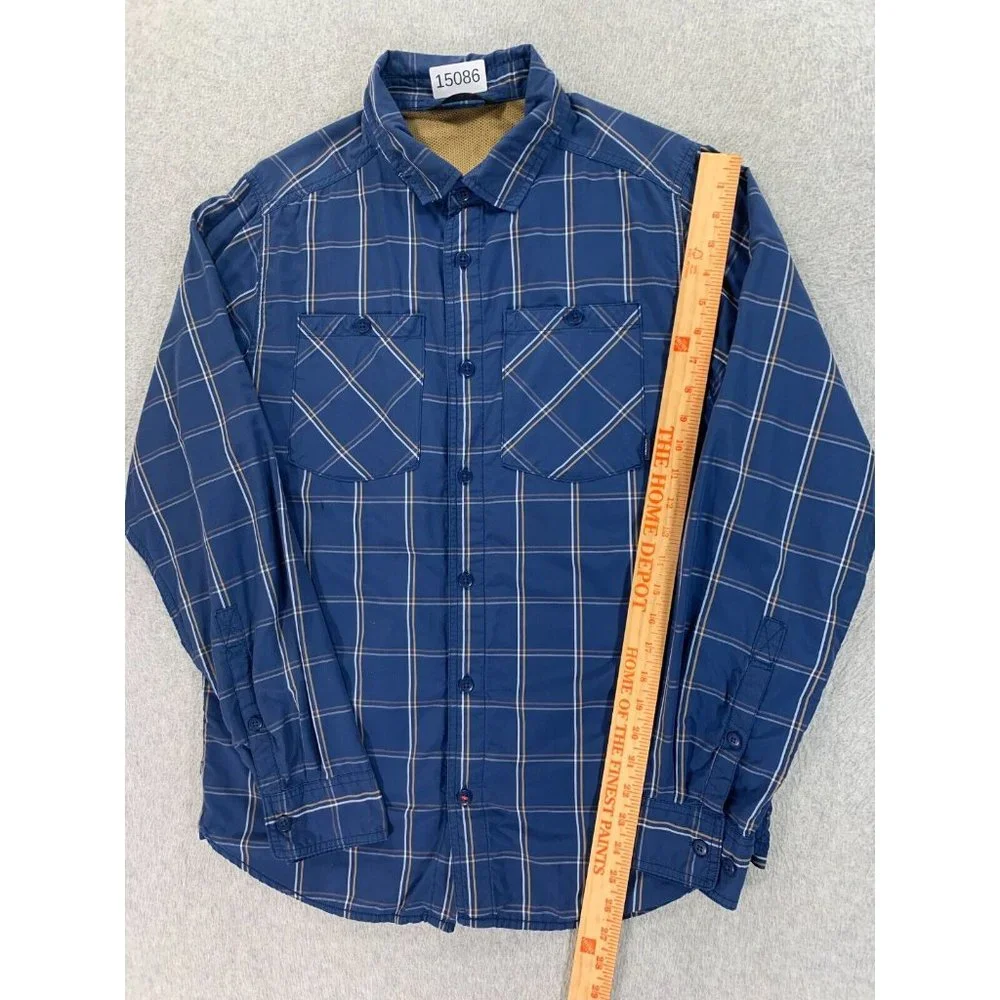 The North Face Nylon‎ Blend Long Sleeve Button Down Shirt (Men's Medium) Blue